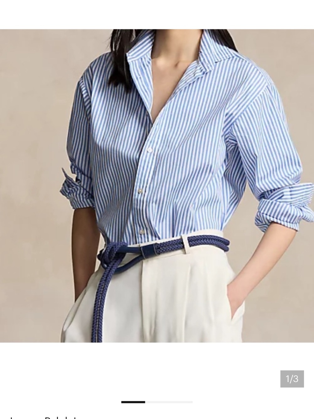 Lauren Ralph Lauren Button Down Women’s Medium Blue White Non-Iron Striped Shirt